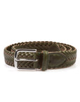 Horween Forest Green Chromexcel Leather Belt - Plaited