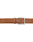 Horween Bourbon Shell Cordovan Leather Belt with Floral Embossing