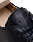 Harlestone Hand Stitch Derby - Black Veg Tan Calf - Crown Northampton