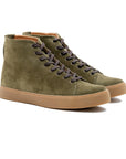 Overstone Hi Derby - Olive Calf Suede - Crown Northampton