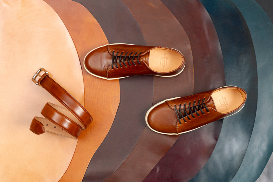 D10 - Shinki Shell Cordovan, Tan Pull-Up - Limited to 20 Pairs of Sneakers and 20 Belts