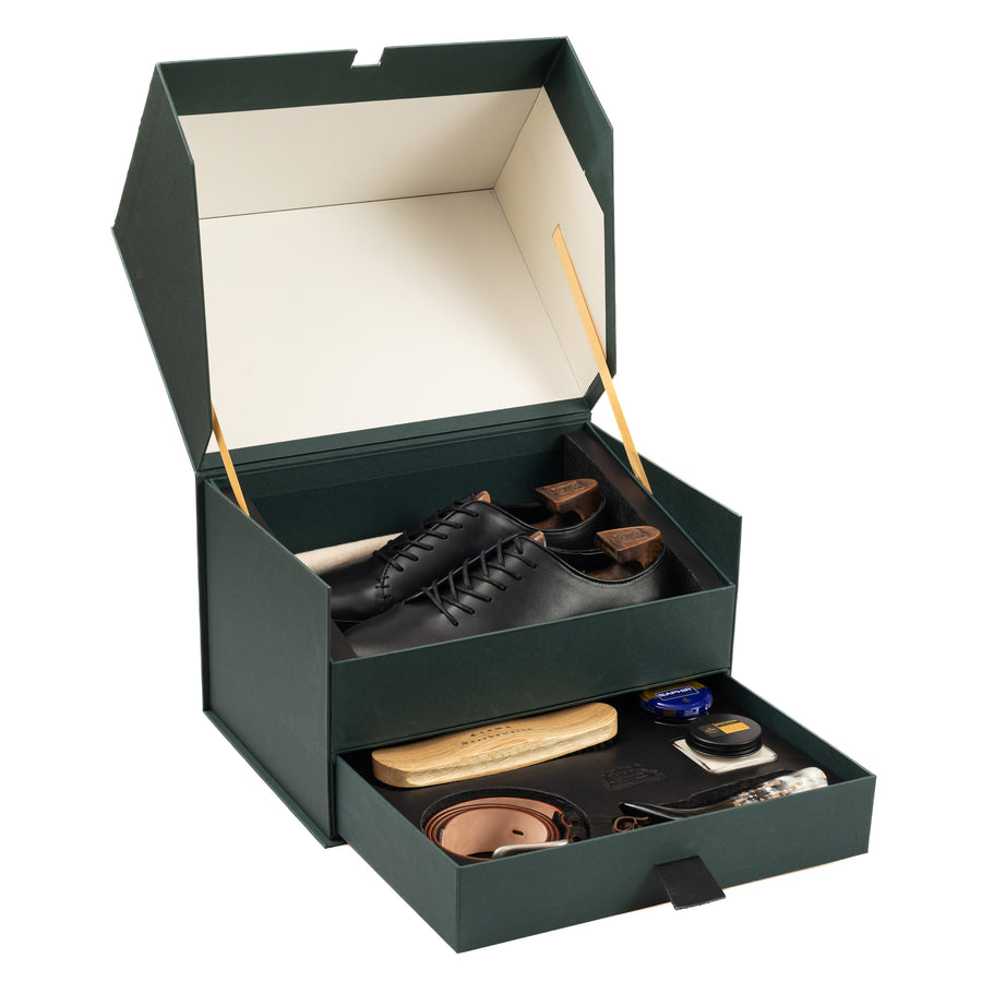 Ernest Wholecut - Black Oak Bark Tanned Calf - Deluxe Care Pack