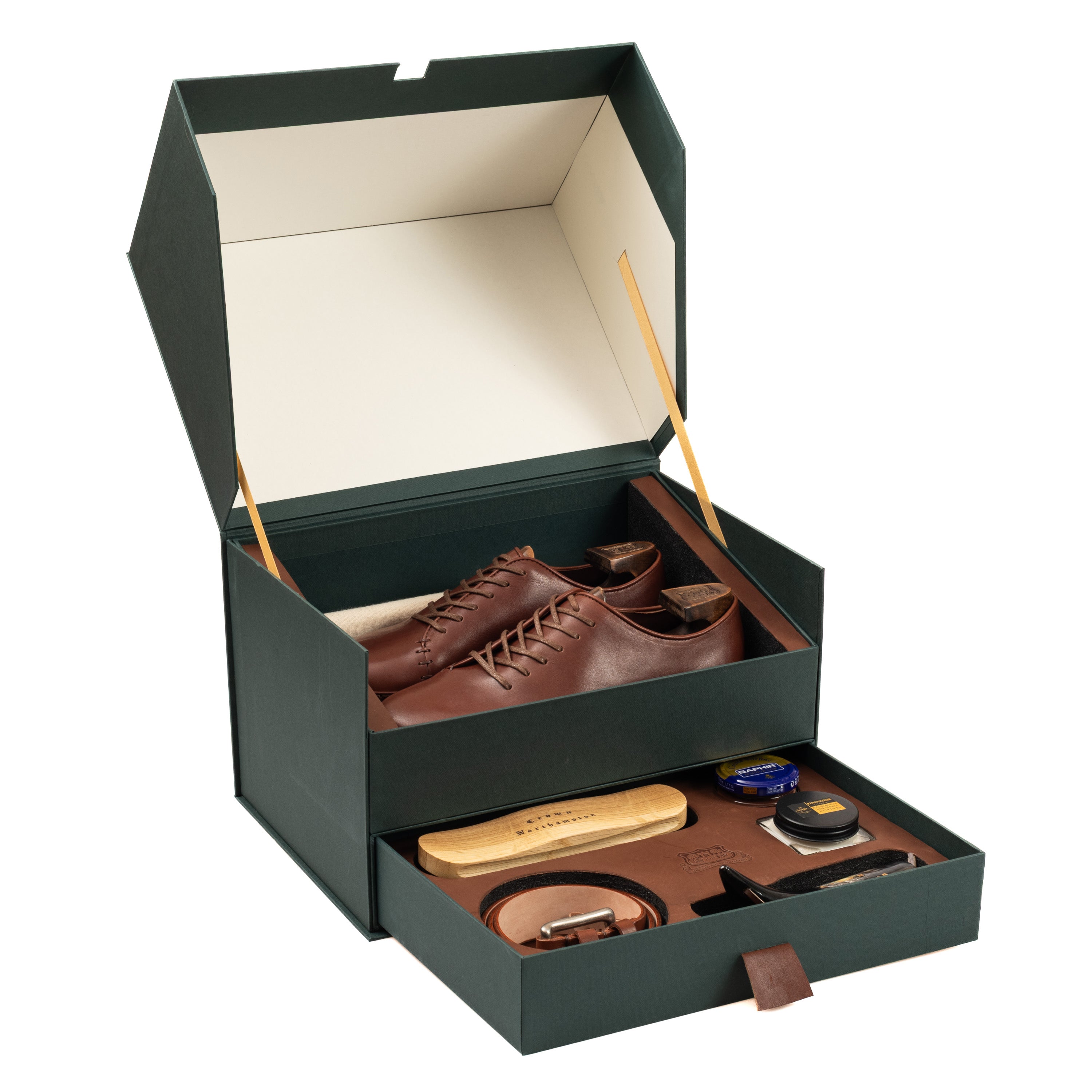 Ernest Wholecut - Brown Oak Bark Tanned Calf - Deluxe Care Pack