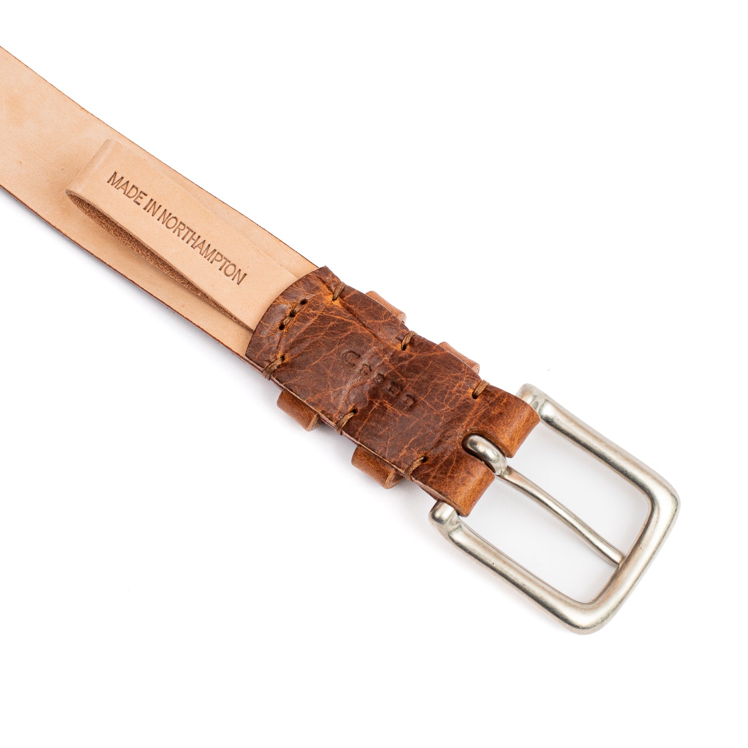 C.F. Stead Naked Kudu Nutmeg Leather Belt