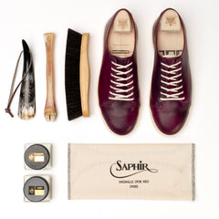 Harlestone Derby - Horween D15 Marbled Ultraviolet Shell Cordovan - Deluxe Care Pack