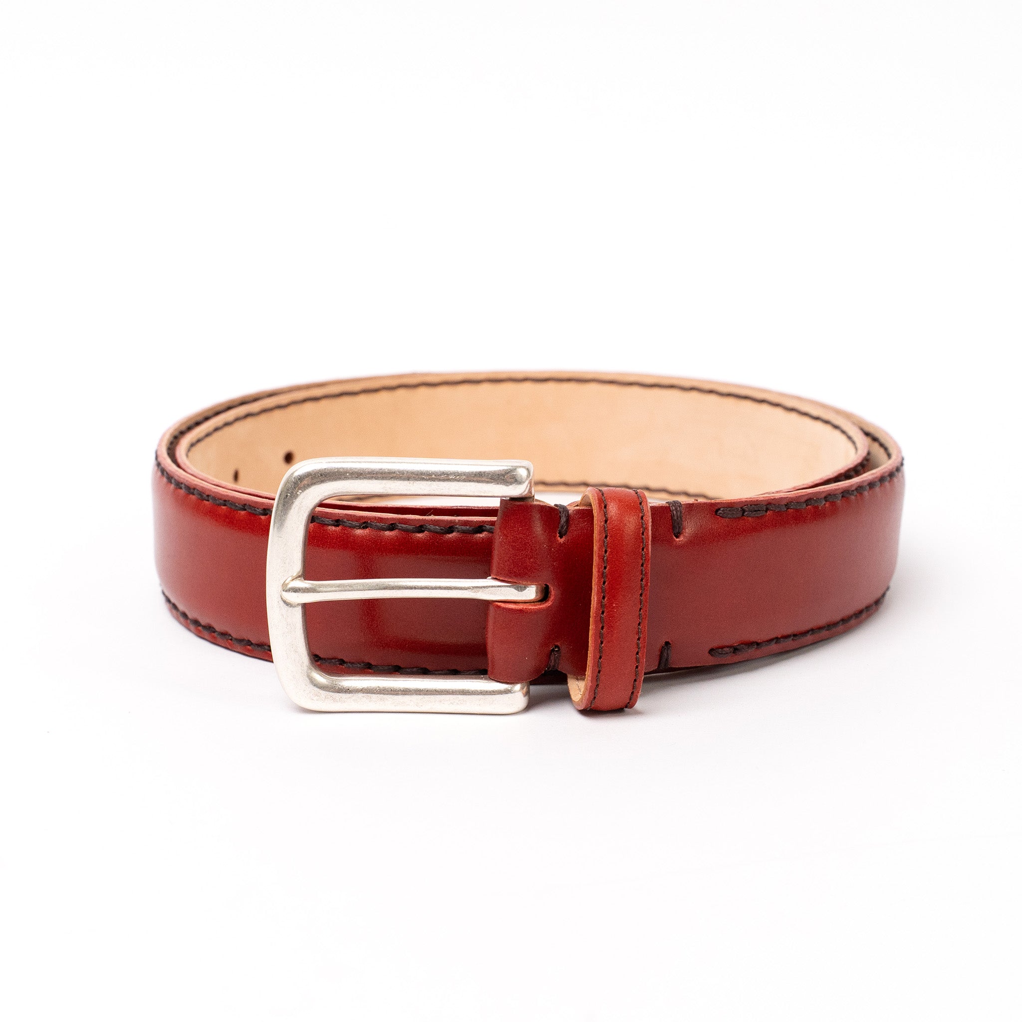 Feather Edge Belt - D16 Japanese Red Shinki Shell Cordovan