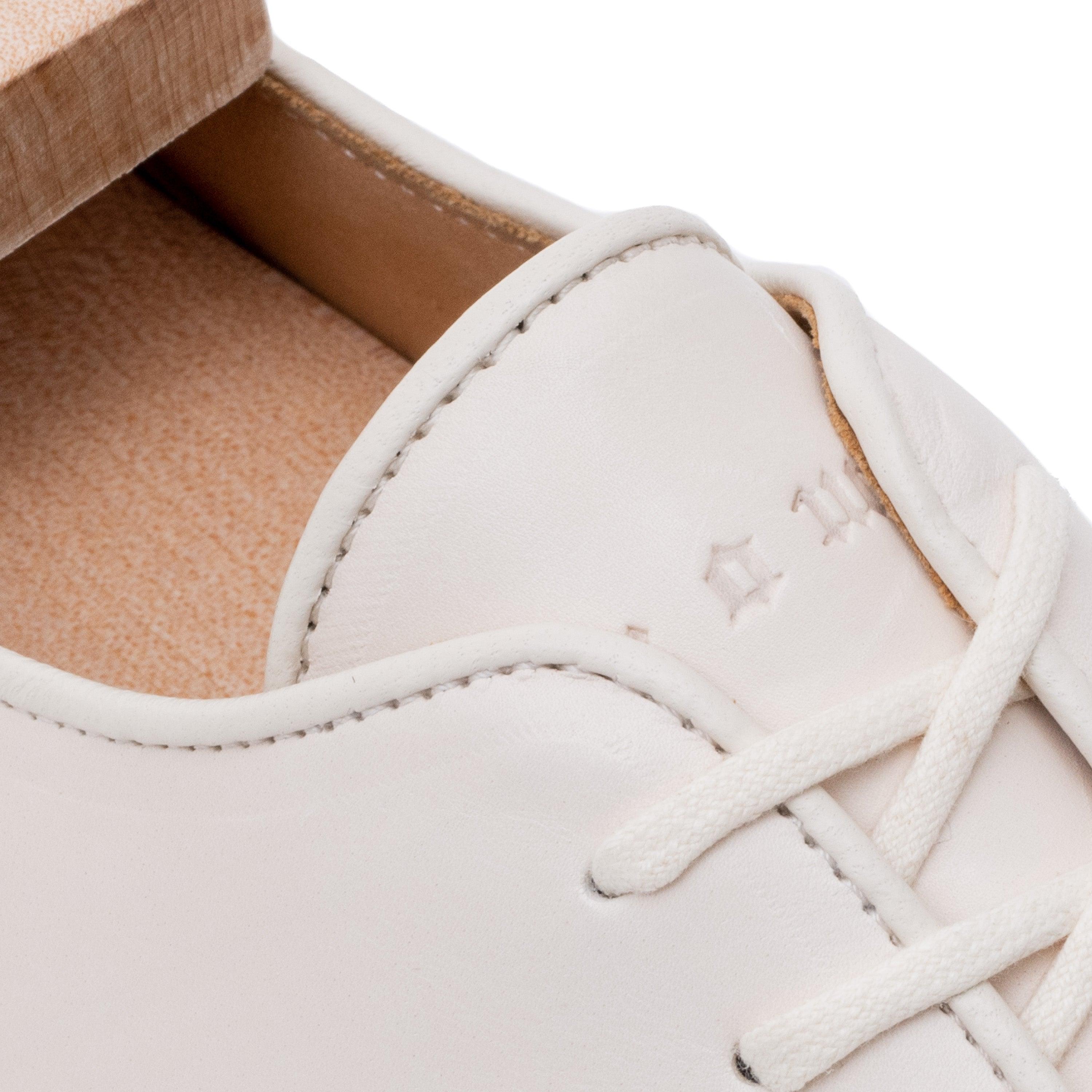 Harlestone Hand Stitch Derby - Off White Veg Tan Calf - Crown Northampton
