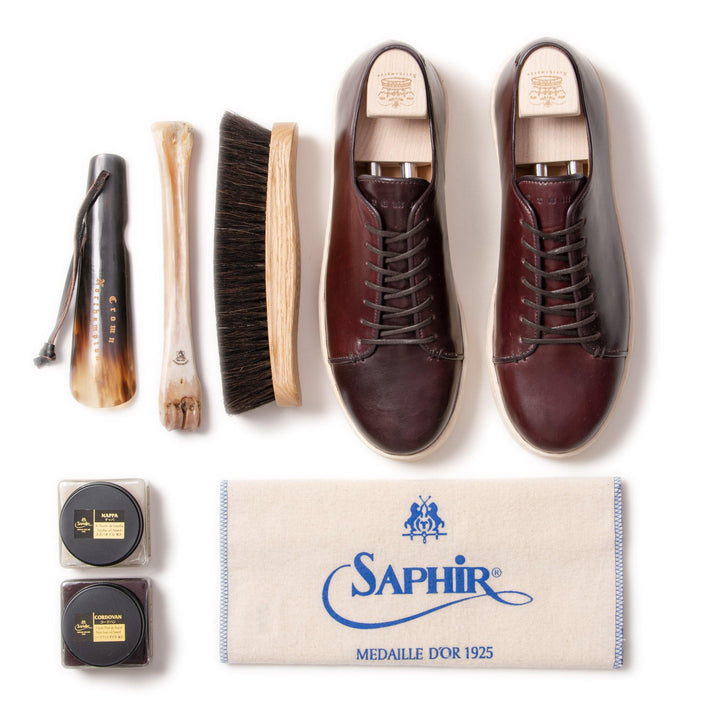 Harlestone Hand Stitch Derby - Horween No 8 Shell Cordovan - Deluxe Care Pack - Crown Northampton