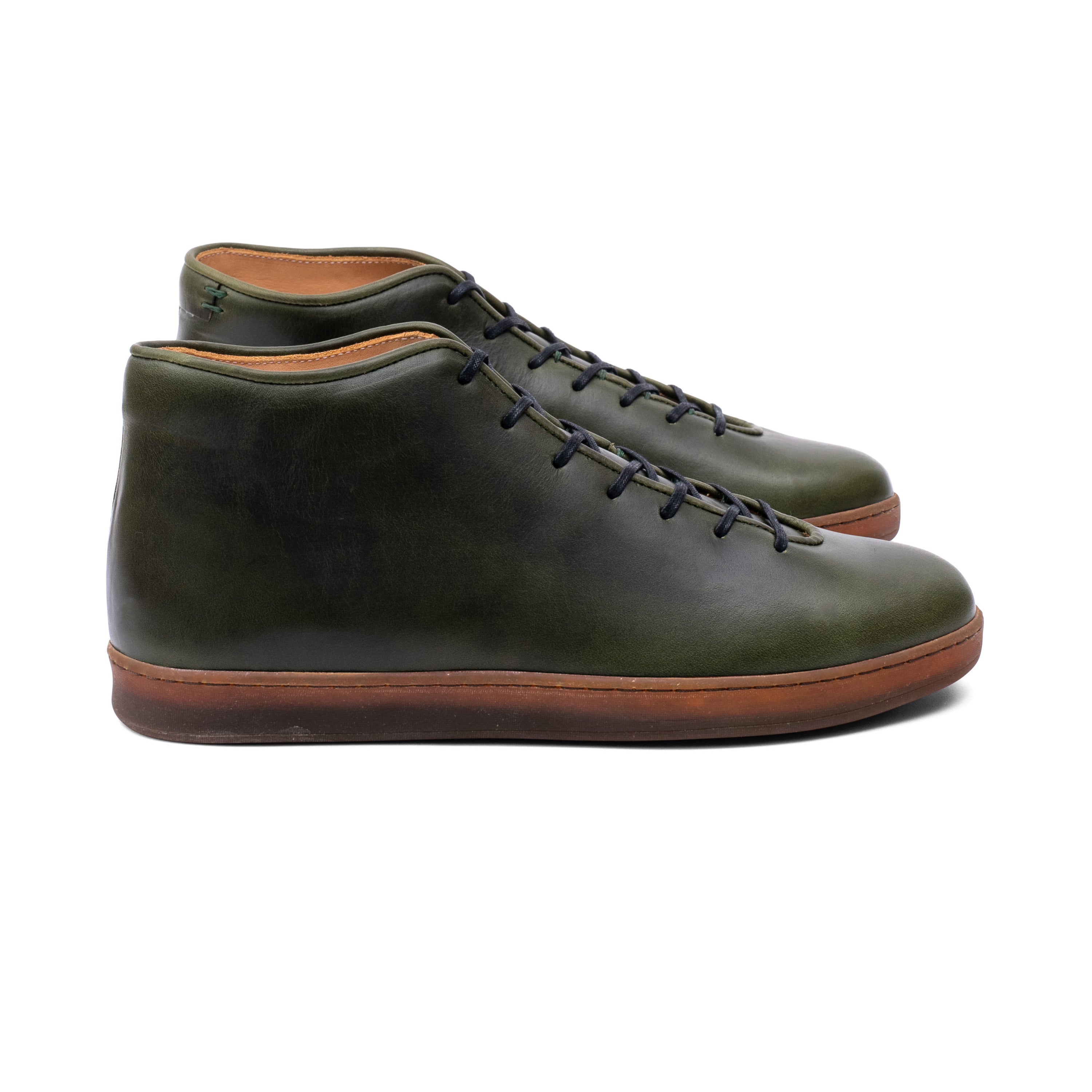Everdon Hand Stitch Wholecut Mid - Horween Forest Green Chromexcel - Crown Northampton