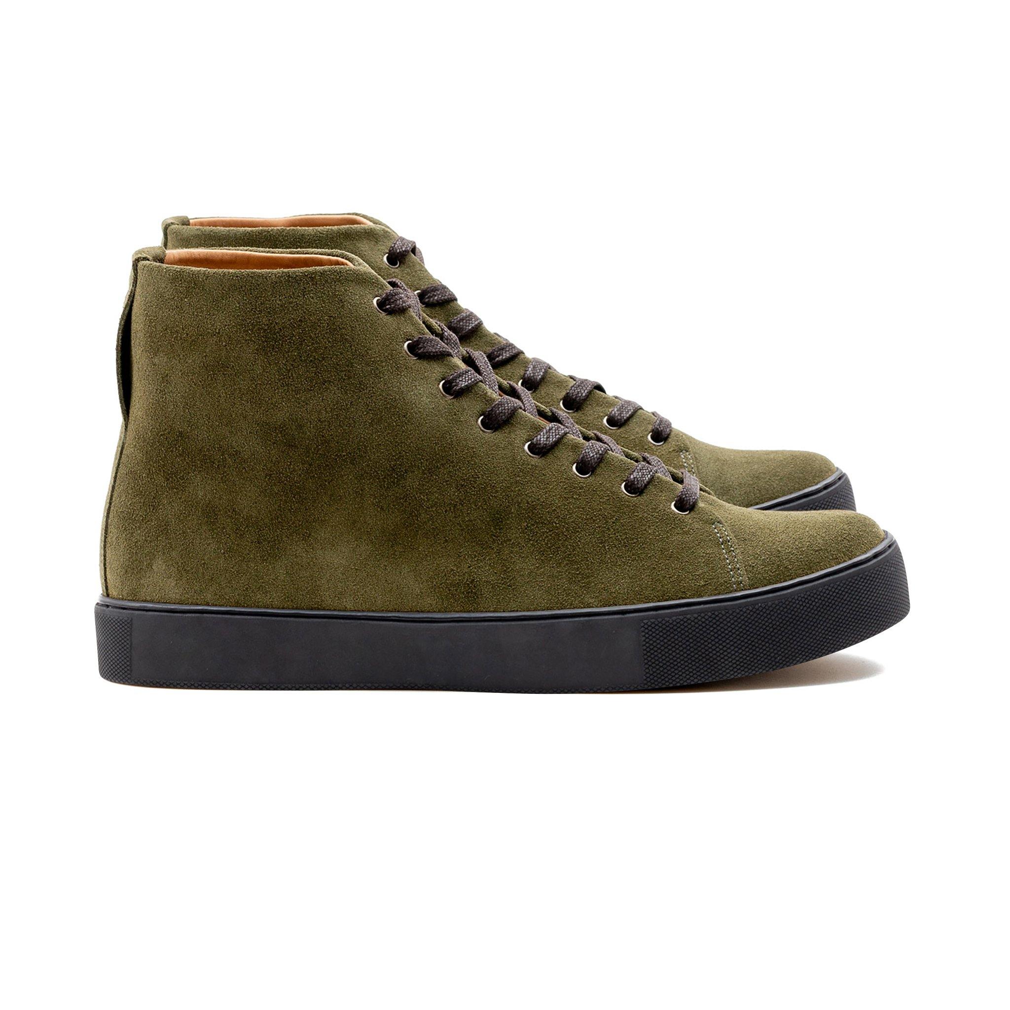 Overstone Hi Derby - Olive Calf Suede - Crown Northampton