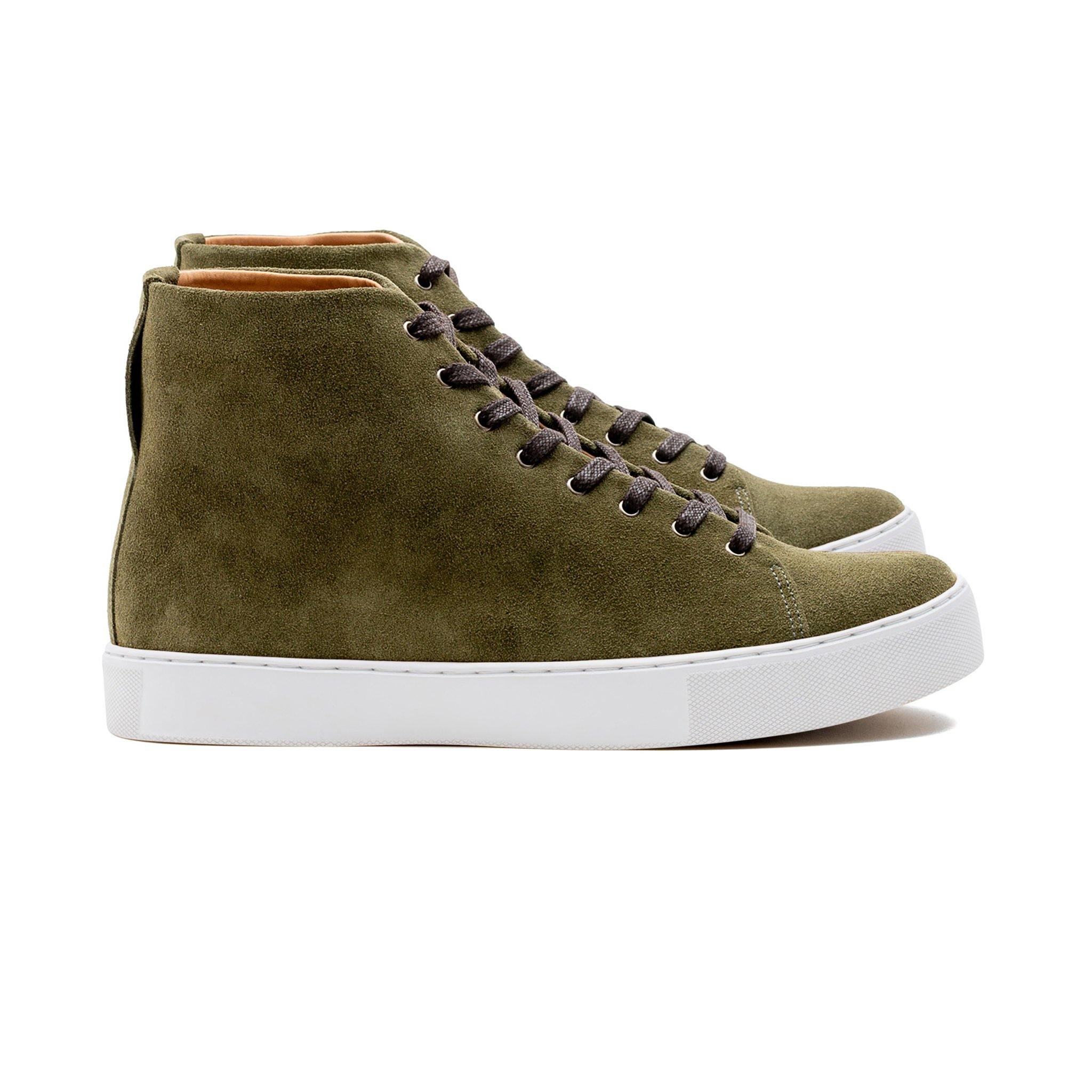 Overstone Hi Derby - Olive Calf Suede - Crown Northampton