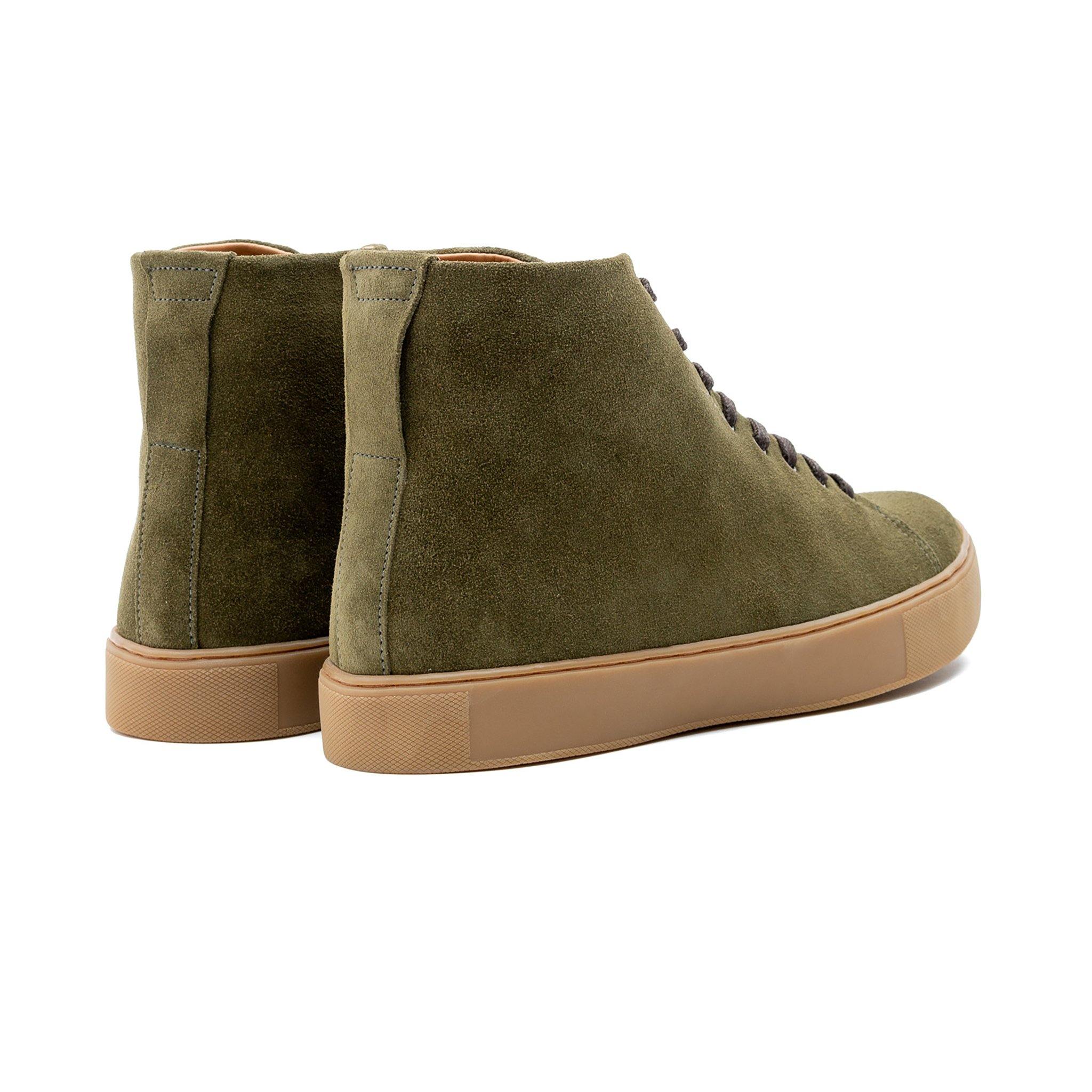 Overstone Hi Derby - Olive Calf Suede - Crown Northampton