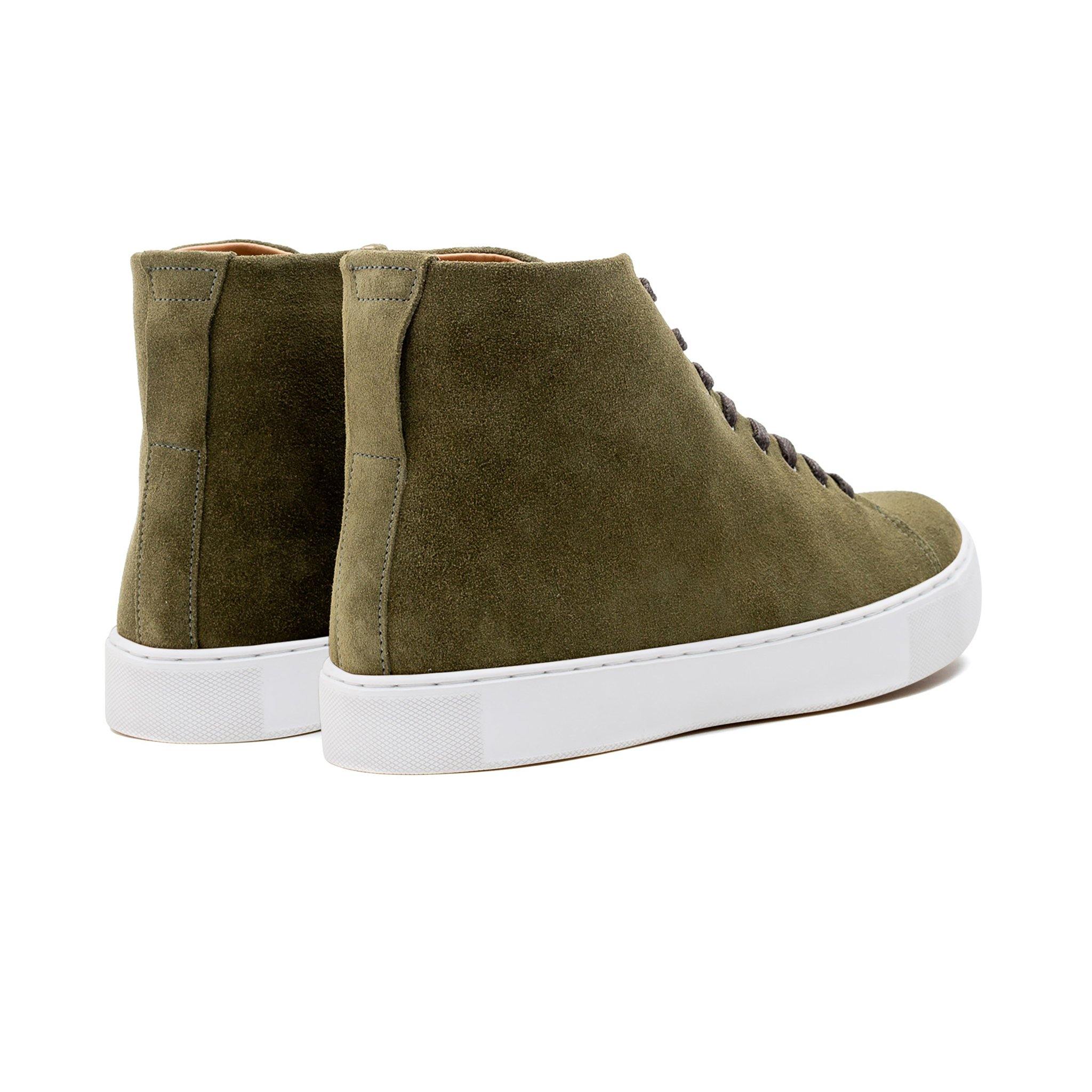 Overstone Hi Derby - Olive Calf Suede - Crown Northampton