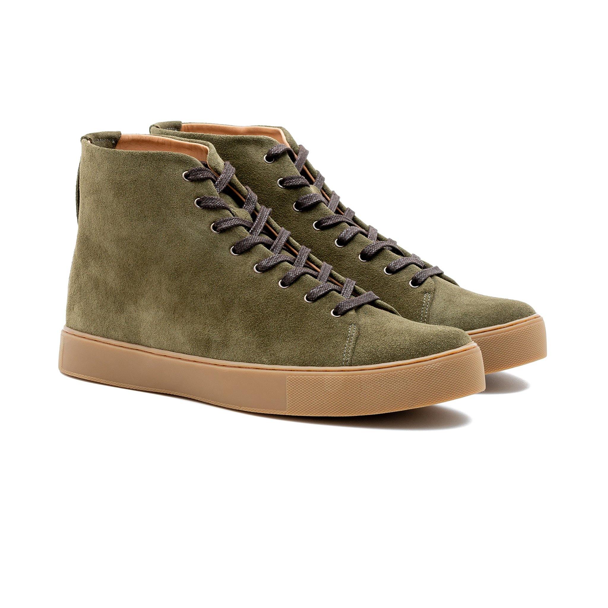 Overstone Hi Derby - Olive Calf Suede - Crown Northampton