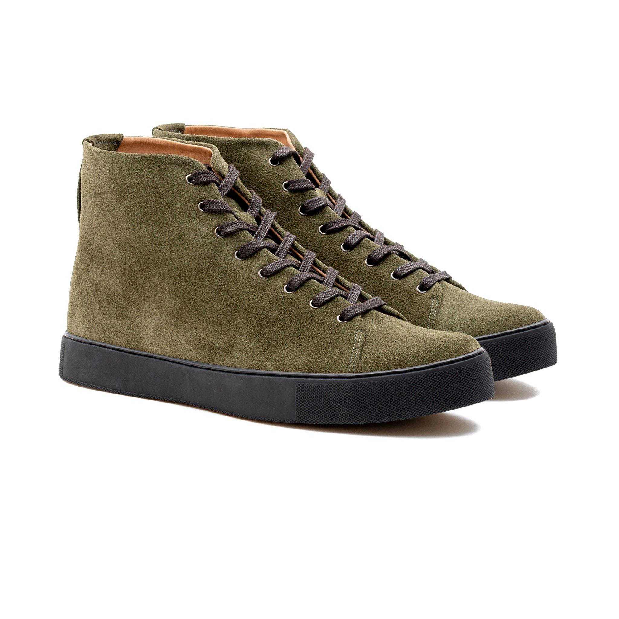 Overstone Hi Derby - Olive Calf Suede - Crown Northampton